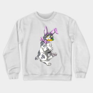 Bobtail BunnyCat: Grey Bicolor Tabby (Pink) Crewneck Sweatshirt